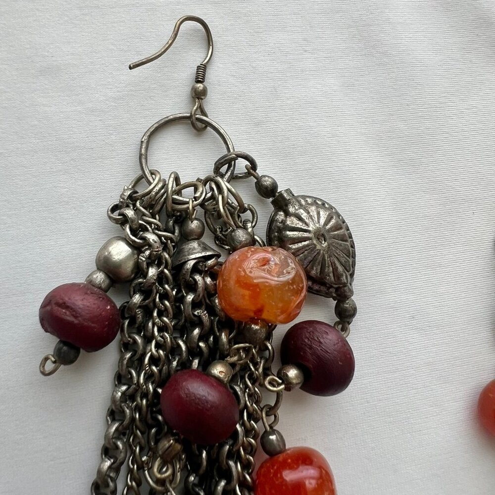 Statement Mixed Gemstone Tumble Long Dangle Fring… - image 4